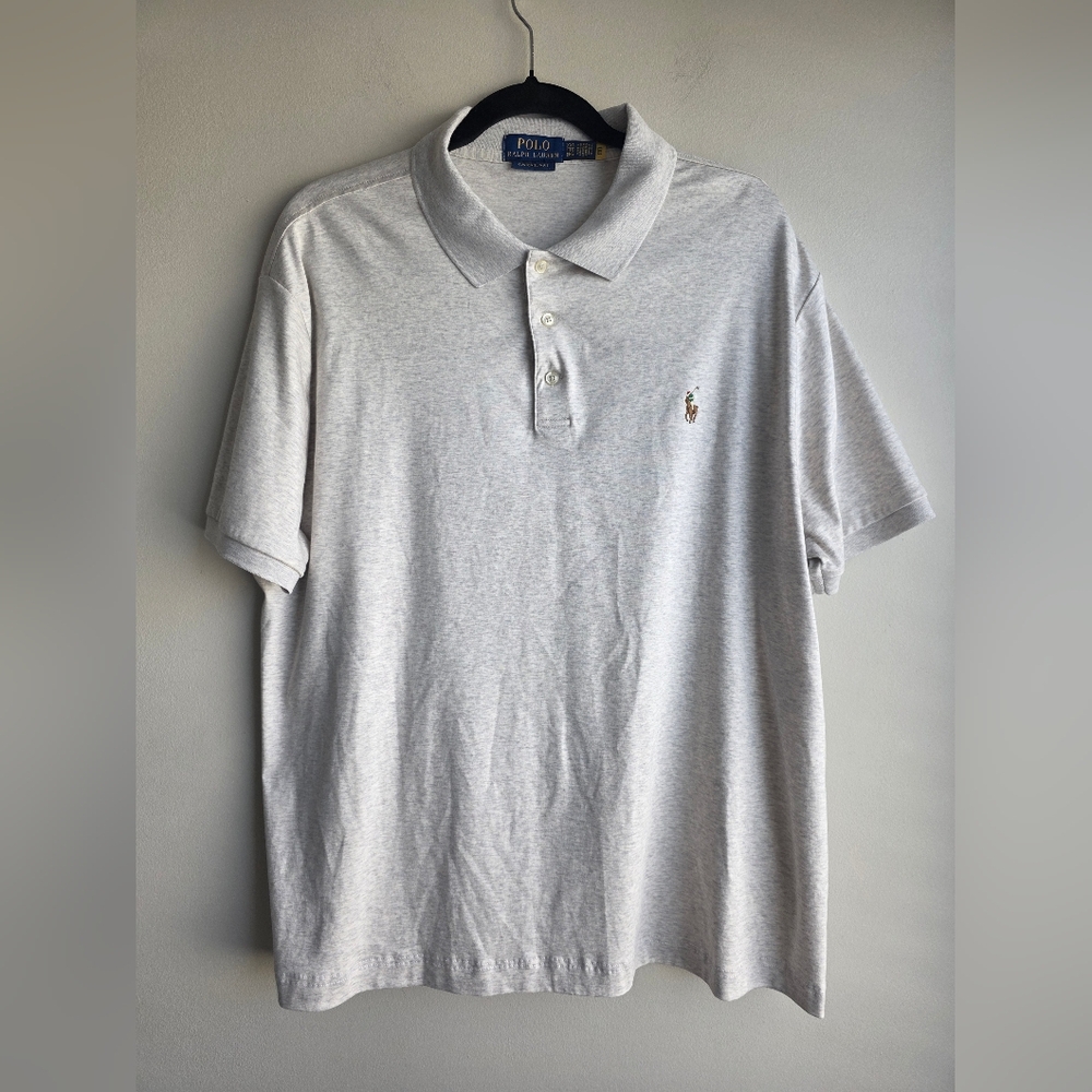Polo Ralph Lauren Men's Custom Slim Fit Polo Shirt Heather Grey XXL - Picture 2 of 9